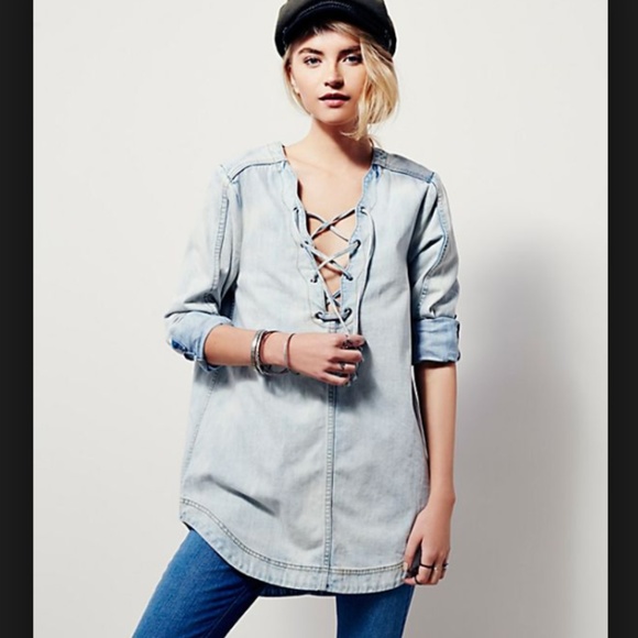 Free People Tops - Free People washed denim tunic